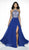 Blush by Alexia Designs - C2032 Illusion Halter High Slit Gown In Blue