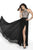 Blush by Alexia Designs - C2032 Illusion Halter High Slit Gown In Black