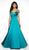 Blush by Alexia Designs - C2059 Contoured Sweetheart Satin Gown In Blue and Green
