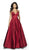 Blush by Alexia Designs - C2077 Strappy Empire Waist Satin Gown In Red
