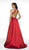 Blush by Alexia Designs - C2078 Beaded Choker High Slit Gown In Red