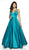 Blush by Alexia Designs - C2077 Strappy Empire Waist Satin Gown In Green