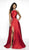 Blush by Alexia Designs - C2078 Beaded Choker High Slit Gown In Red
