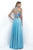 Intrigue - Two-Piece Floral Top A-line Evening Dress 250 in Blue and Multi-Color