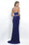 Intrigue - Two-Piece Beaded Halter Top Column  Dress 253 in Blue