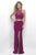 Intrigue - Two-Piece Beaded Halter Top Column  Dress 253 in Purple