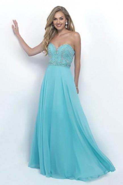 Intrigue - Crystal Ornate Strapless A-line Evening Dress 269 In Blue