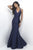 Intrigue - Mikado Halter Neck Ruffled Mermaid  Dress 286 in Blue