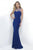 Intrigue - Beaded Illusion Jewel Neckline Evening Gown 306 in Blue