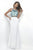 Intrigue - Beaded Jewel Neckline Mock Two-Piece Dress 307 in White and Green