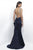 Intrigue - Beaded Bateau Neckline Open Back Evening Dress 313 in Blue