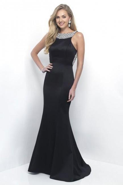 Beaded Bateau Neckline Open Back Evening Dress 313
