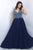 Blush Too - Sequined V Neck Long Dress 11058W in Blue