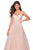 La Femme - 27541 Sequined V-neck A-line Dress With Strappy Back In Pink