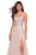 La Femme - 27574 Floral Embroidered A-Line Gown with Slit In Pink