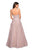 La Femme Gigi - 27320 Floral Embroidered Plunging Tulle Gown In Pink