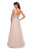 La Femme - 27574 Floral Embroidered A-Line Gown with Slit In Pink