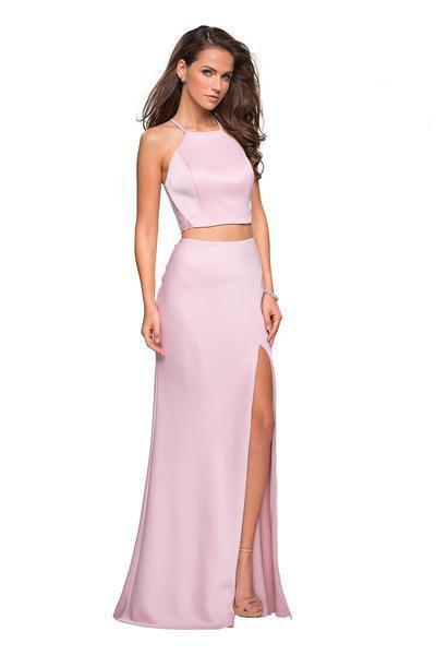 La Femme - 26926 Two Piece Embellished Lace Satin Sheath Dress In Pink