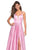 La Femme - 26994 Sexy Strappy Back Satin A-Line Evening Gown In Pink