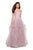 La Femme - 27223 Ruched Surplice Bodice Cascading Tulle Gown In Pink