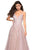 La Femme Gigi - 27320 Floral Embroidered Plunging Tulle Gown In Pink