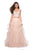 La Femme - Two-Piece Plunging Beaded Tiered Evening Gown 27445 In Pink