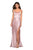 La Femme - Strappy Scoop Evening Dress with Slit 27010 In Pink