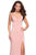 La Femme - 27060 Strappy Plunging Sweetheart Gown with Slit In Pink