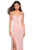 La Femme - 27081 Rhinestone Embellished Gown with Slit In Pink