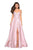 La Femme - 27528 Embroidered Floral High Slit Mikado Gown In Pink