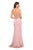 La Femme - Rhinestone Embellished Gown with Slit 27081 - 2 pcs Blush in sizes 00 and 6 Available