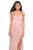 La Femme - 27519 Seamed Strappy Evening Dress with Slit In Pink