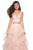 La Femme - 27445 Two-Piece Plunging Beaded Bodice Tiered Gown In Pink