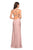La Femme - Seamed Strappy Evening Dress with Slit 27519 - 1 pc Silver in Size 8 and 1 pc Blush in Size 4 Available