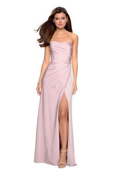 La Femme - 26794 Strapless Sweetheart Neckline Gown with High Slit In Neutral and Pink