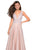La Femme - 27205 Illusion Plunging V Neck Two Toned Satin A-Line Gown In Neutral and Pink