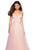 La Femme - 27485 Two Tone Deep V-neck Satin Tulle A-line Dress In Pink