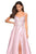 La Femme - 27528 Embroidered Floral High Slit Mikado Gown In Pink