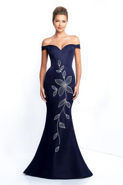 Blush Social Occasion - S2011 Floral Fitted Off-Shoulder Mermaid Gown