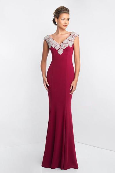 Blush Social Occasion - S2024 Beaded V-neck Fitted Mermaid Gown