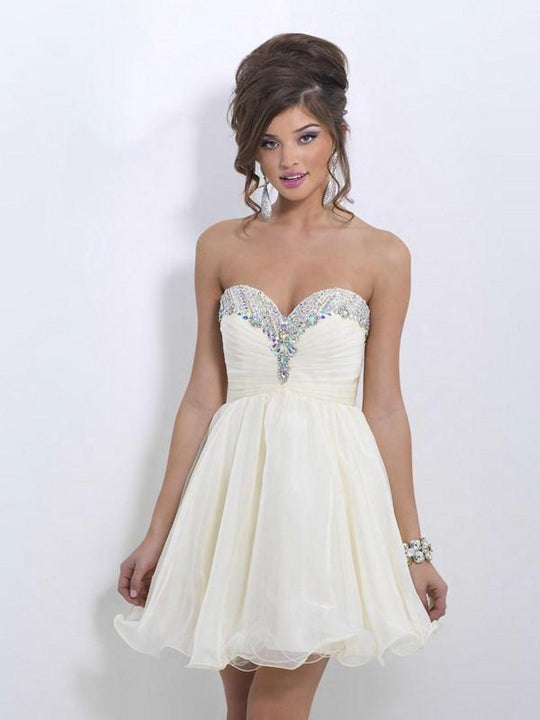 Blush - X156 Strapless Plated Cocktail Dress In Neutral