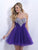 Blush - X166 Strapless Rhinestone Embellished Short Dress In Purple
