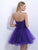 Blush - X166 Strapless Rhinestone Embellished Short Dress In Purple
