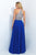 Blush - Bead Embellished High Neck Chiffon A-line Gown 11002 in Blue and Neutral