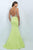 Blush - Bejeweled V-neck Satin Trumpet Gown 11025 In Green