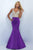 Blush - Bejeweled V-neck Satin Trumpet Gown 11025 In Purple
