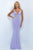 Blush - Sequined V-Neck Jersey Sheath Dress 11032 in Purple