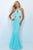 Blush - Crystal Embellished High Neck Mermaid Dress 11034 in Blue
