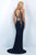 Blush - Crystal Embellished High Neck Jersey Dress 11038 in Blue and Gold