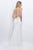 Blush - Crystal Embellished High Neck Jersey Dress 11038 in White and Gold